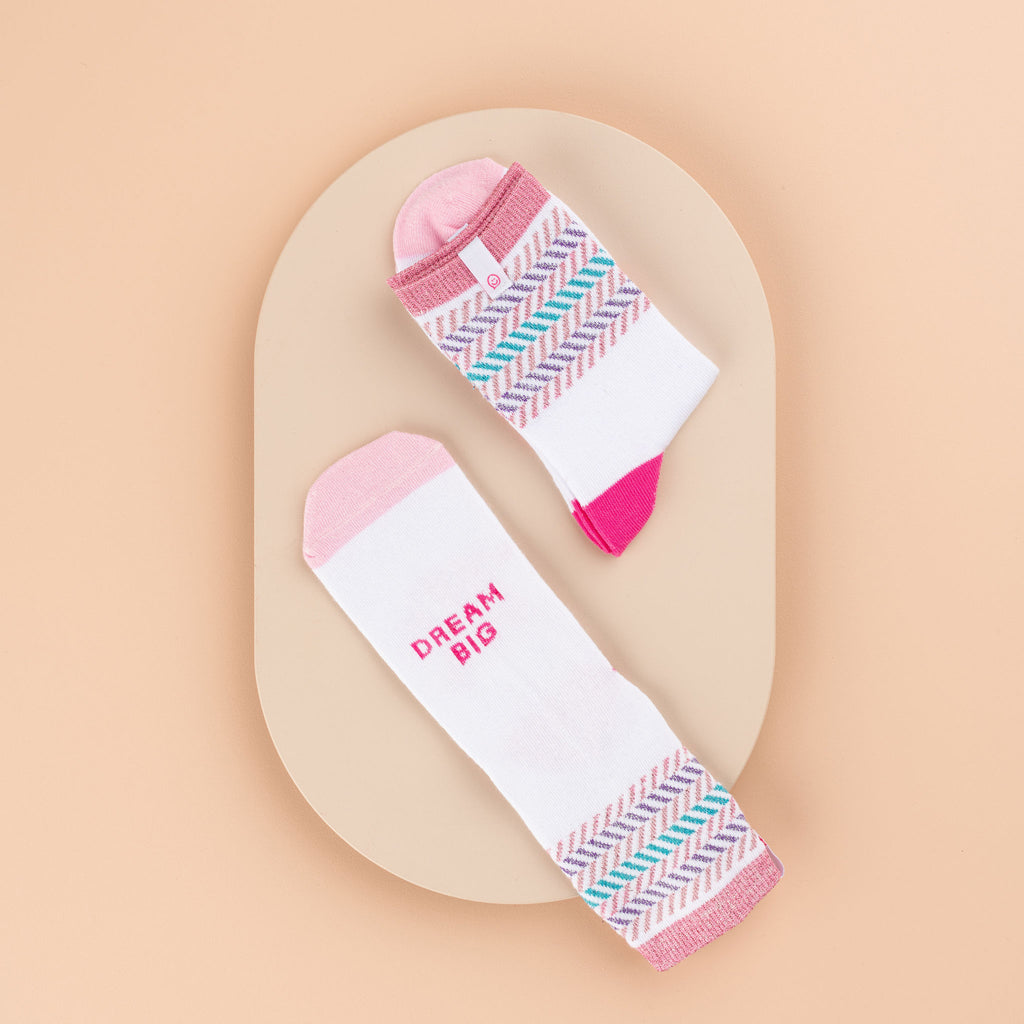 Posisocks girls white zig zag sock