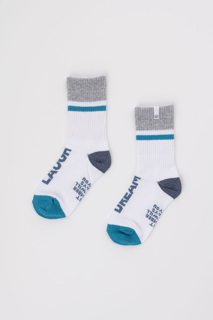 Posisocks boy's white ribbed sock