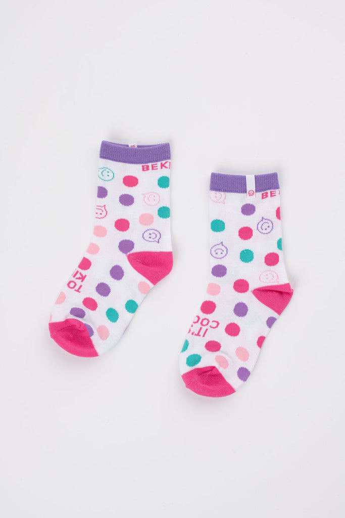 Posisocks girl's white dot sock