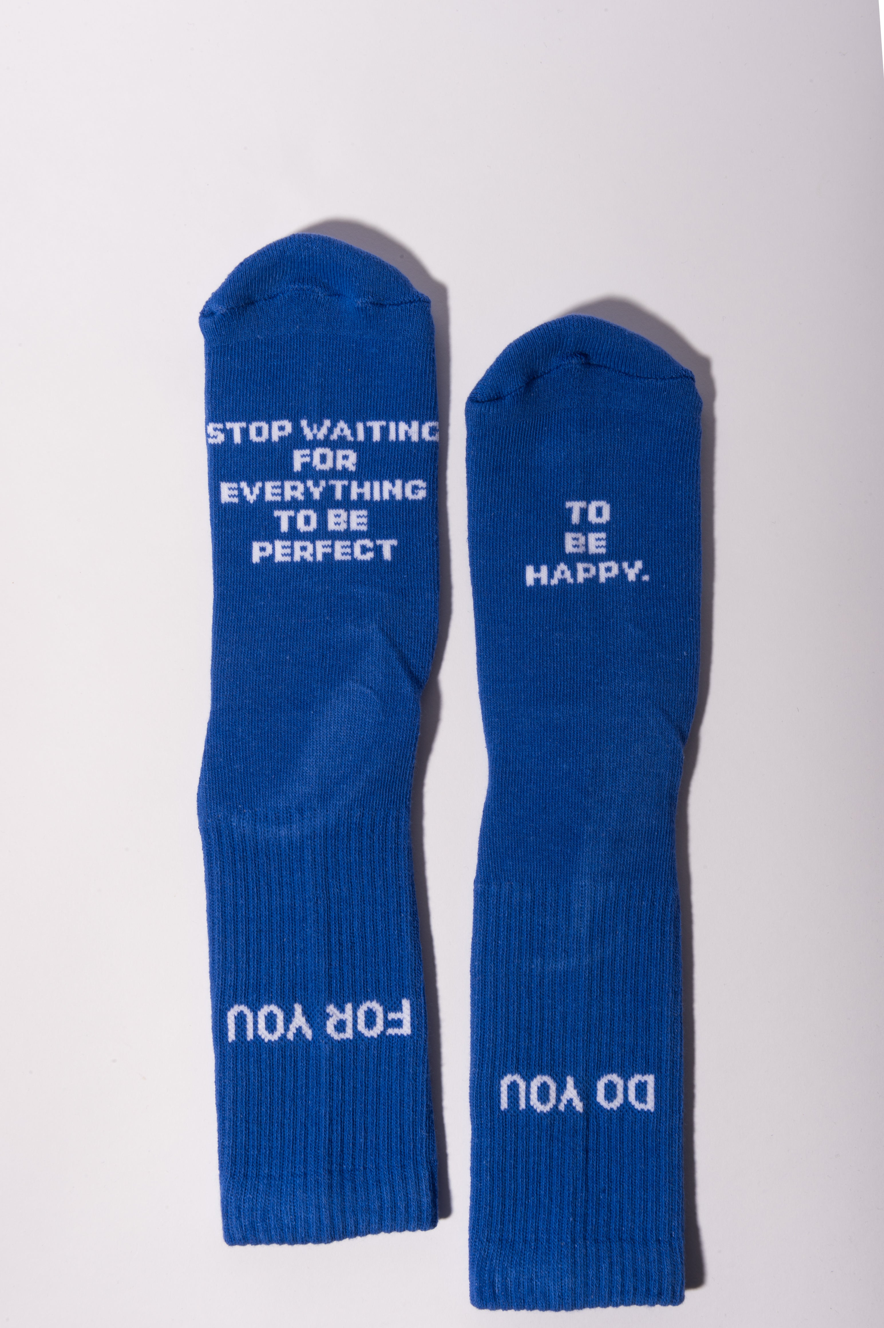 FOR YOU Women's Crew Socks - Blue with positive affirmations